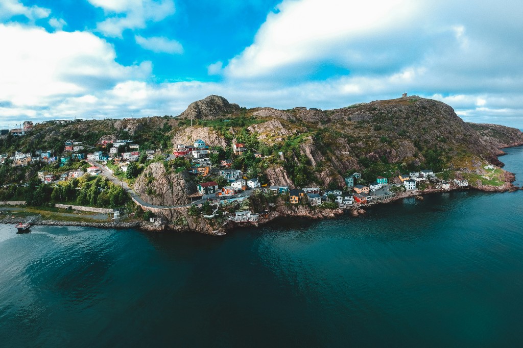 Colorful houses on a rocky Atlantic coastline